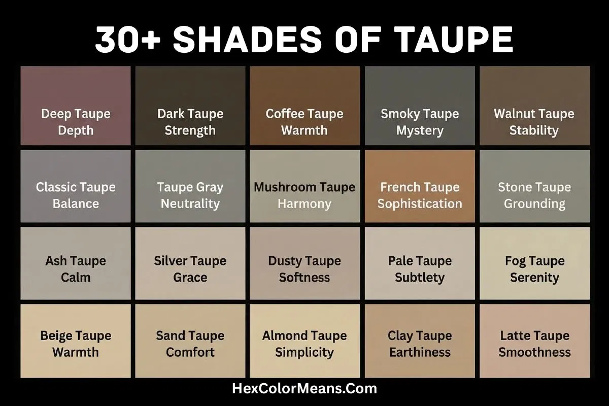 35 popular shades of taupe color with color codes and meanings