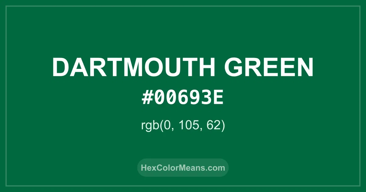 Clear image showing Dartmouth Green color swatch with hex value #00693E and RGB value (0,105,62)
