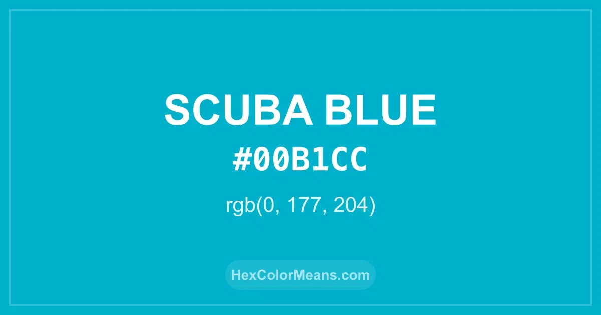 Clear image showing Scuba Blue color swatch with hex value #00B1CC and RGB value (0,177,204)