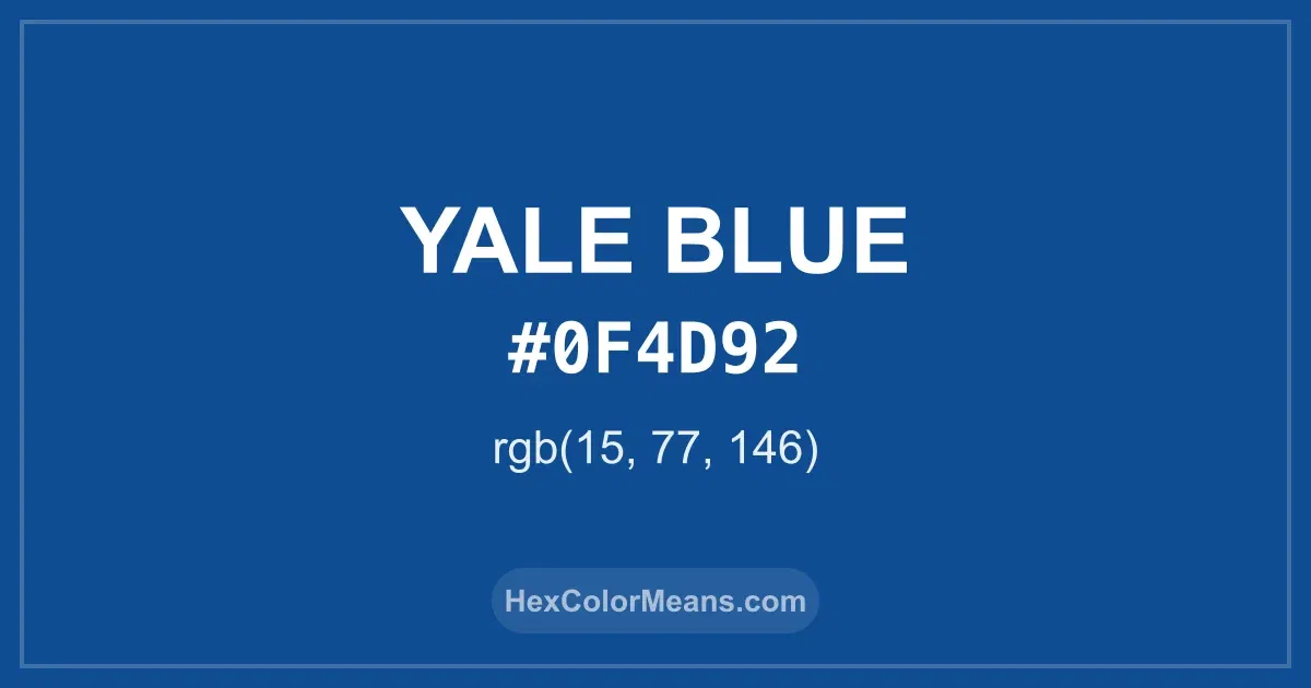 Clear image showing Yale Blue color swatch with hex value #0F4D92 and RGB value (15,77,146)