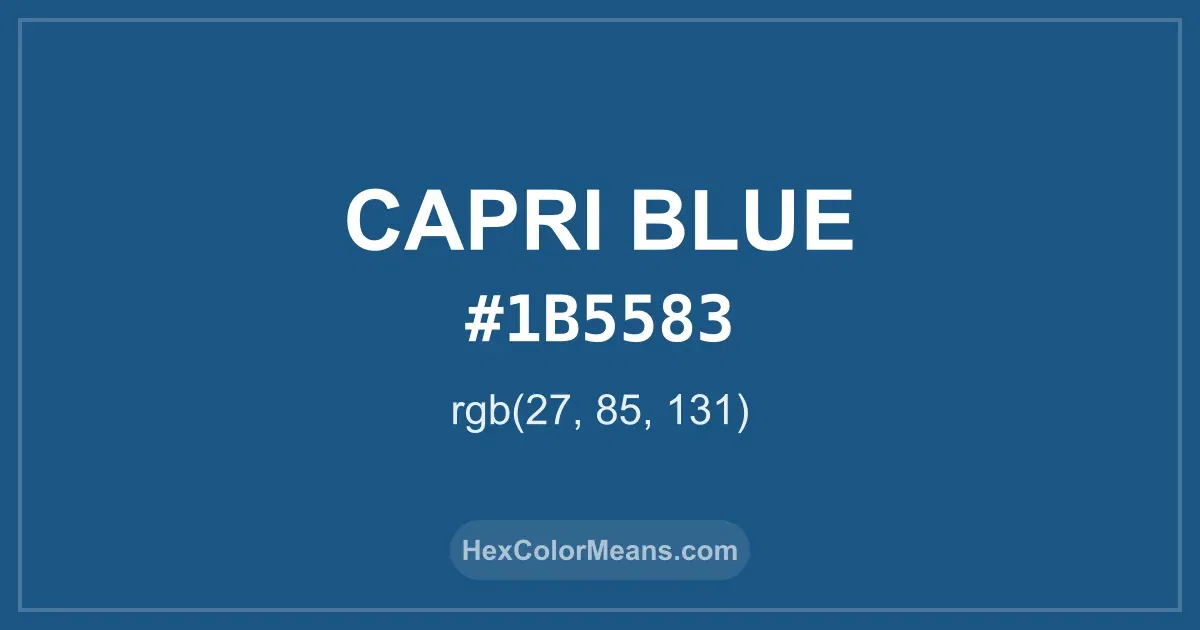 Clear image showing Capri Blue color swatch with hex value #1B5583 and RGB value (27,85,131)