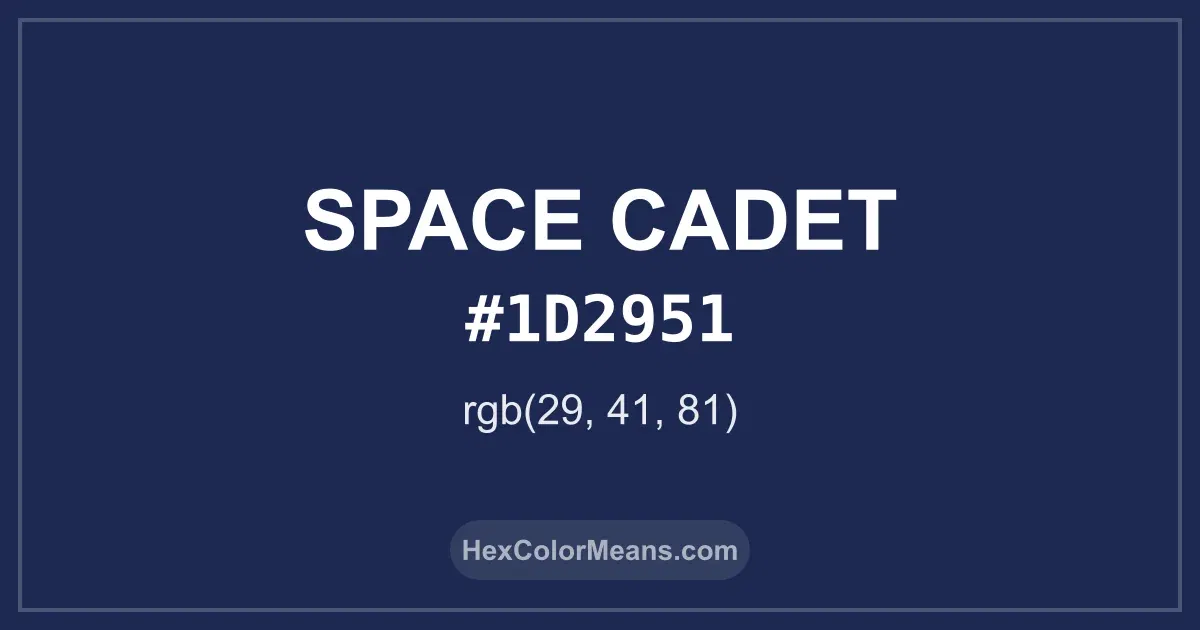Clear image showing Space Cadet color swatch with hex value #1D2951 and RGB value (29,41,81)