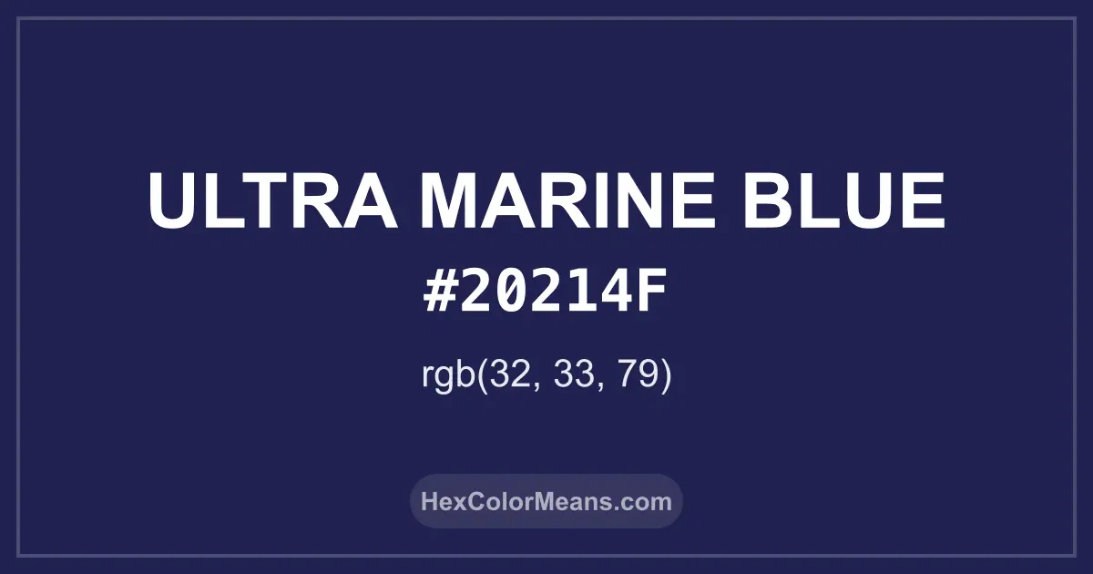 Clear image showing Ultra Marine Blue color swatch with hex value #20214F and RGB value (32,33,79)