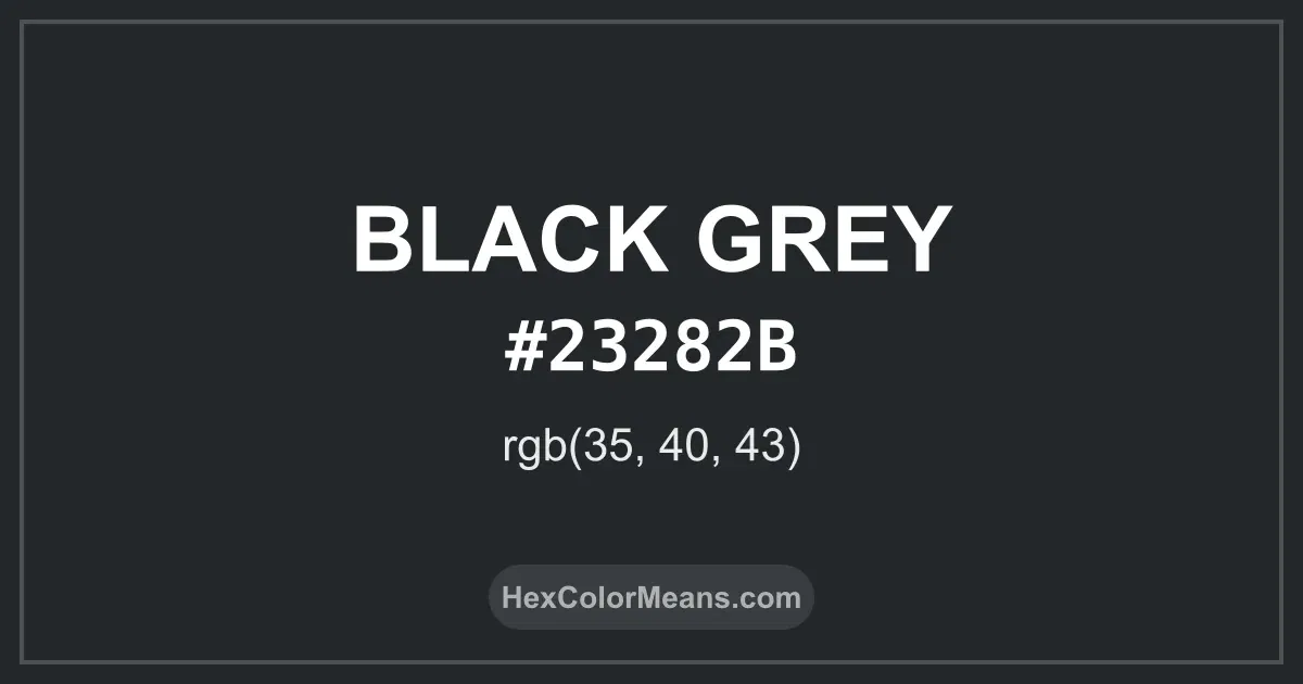 Clear image showing Black Grey color swatch with hex value #23282B and RGB value (35,40,43)