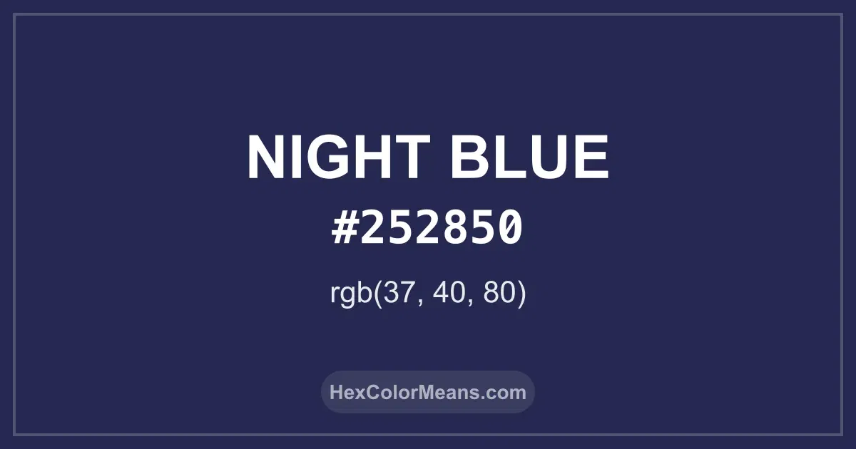 Clear image showing Night Blue color swatch with hex value #252850 and RGB value (37,40,80)