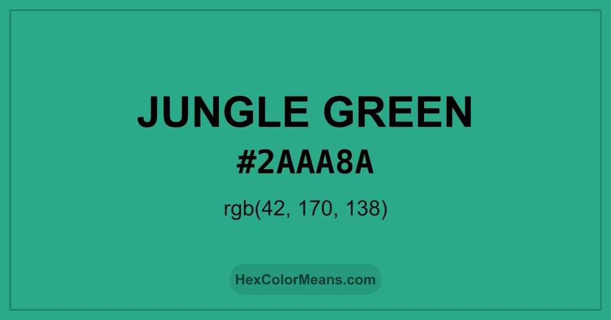Clear image showing Jungle Green color swatch with hex value #2AAA8A and RGB value (42,170,138)
