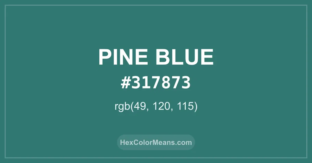 Clear image showing Pine Blue color swatch with hex value #317873 and RGB value (49,120,115)