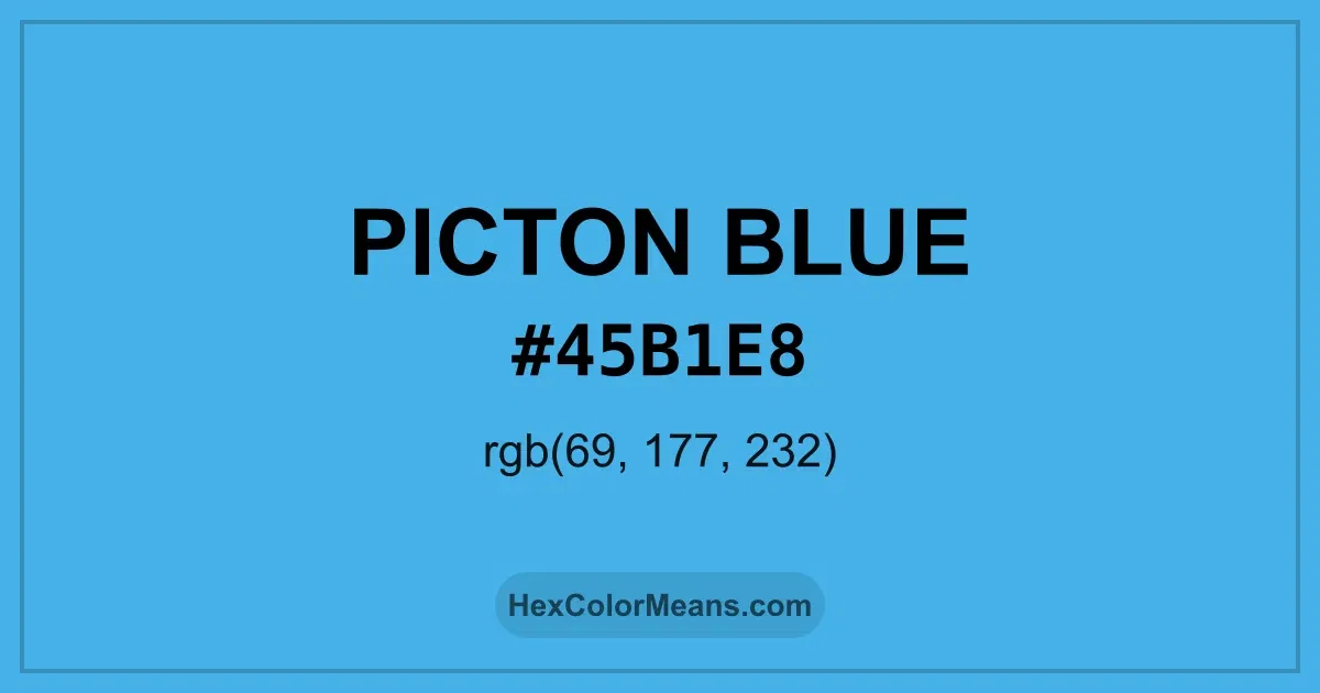 Clear image showing Picton Blue color swatch with hex value #45B1E8 and RGB value (69,177,232)