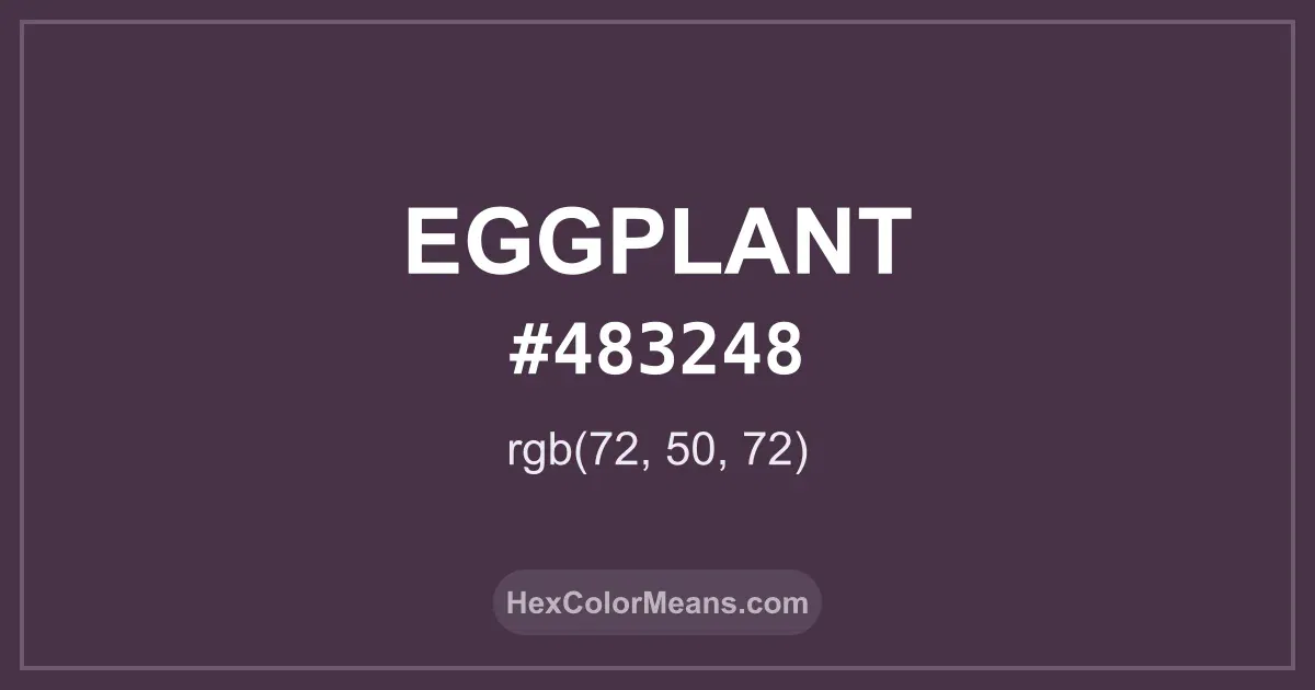 Clear image showing Eggplant color swatch with hex value #483248 and RGB value (72,50,72)