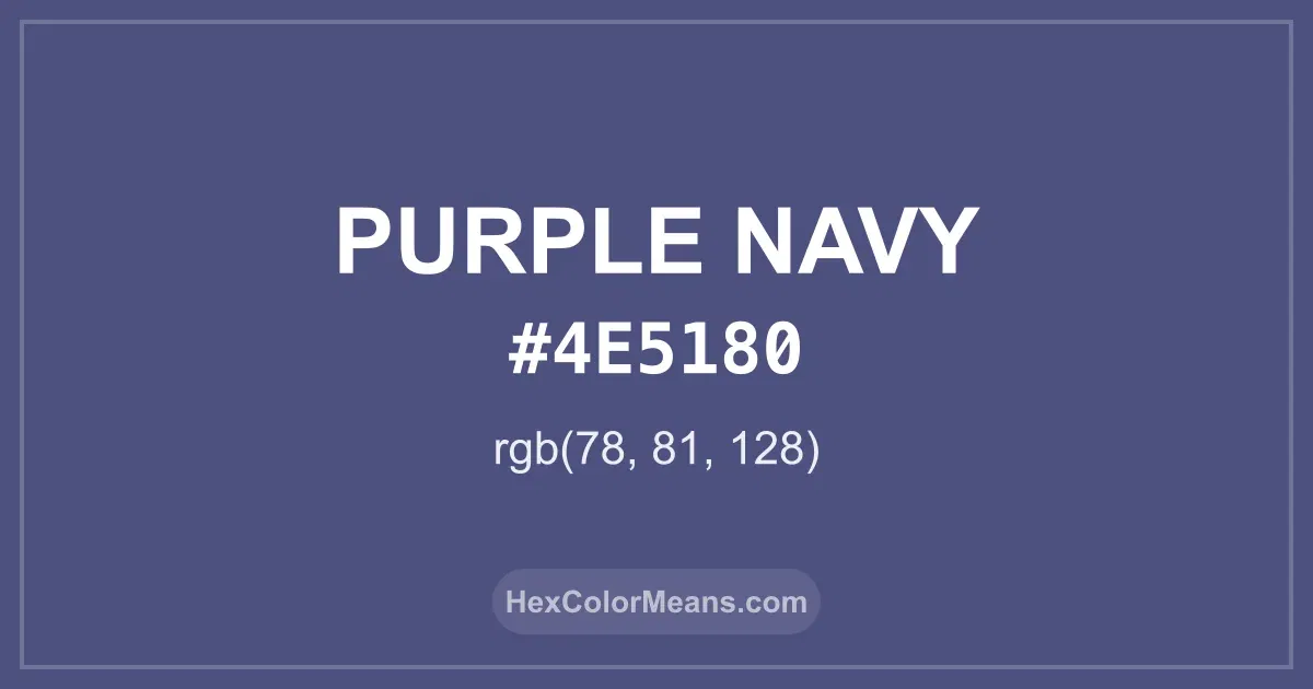Clear image showing Purple Navy color swatch with hex value #4E5180 and RGB value (78,81,128)