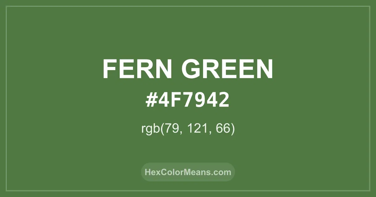 Clear image showing Fern Green color swatch with hex value #4F7942 and RGB value (79,121,66)