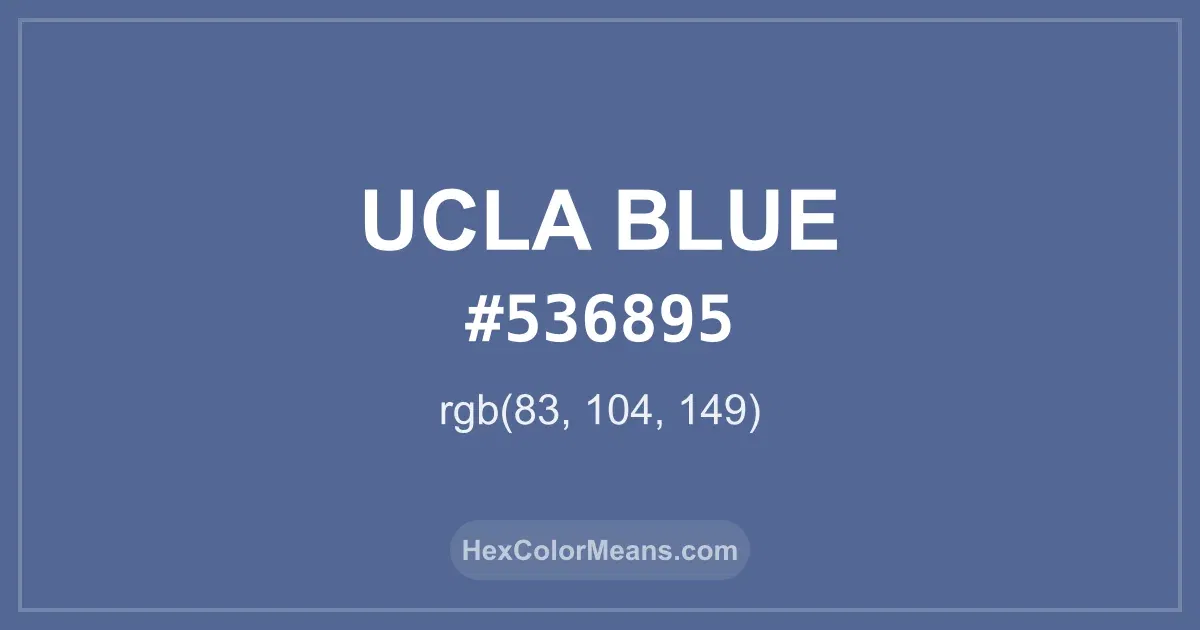 Clear image showing UCLA Blue color swatch with hex value #536895 and RGB value (83,104,149)