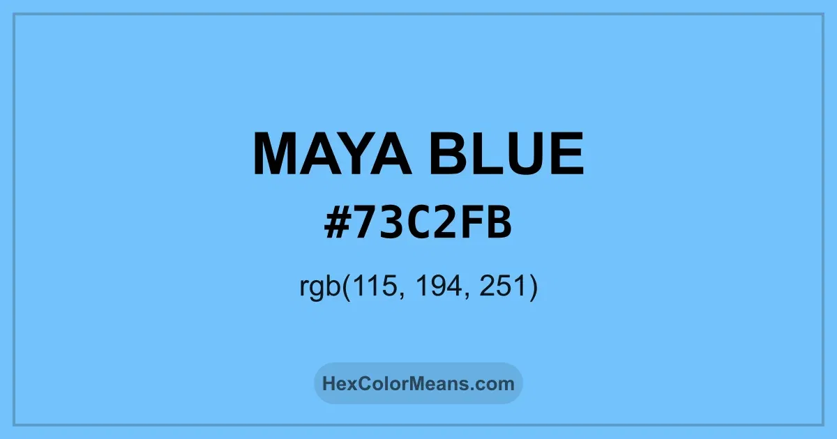 Clear image showing Maya Blue color swatch with hex value #73C2FB and RGB value (115,194,251)