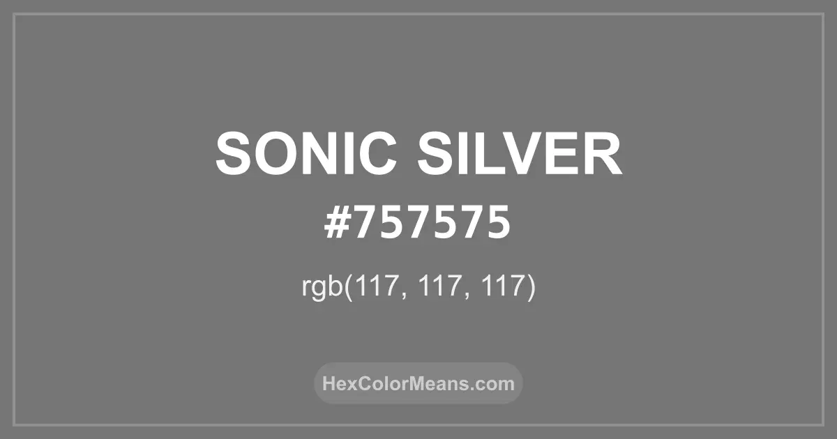 Clear image showing Sonic Silver color swatch with hex value #757575 and RGB value (117,117,117)