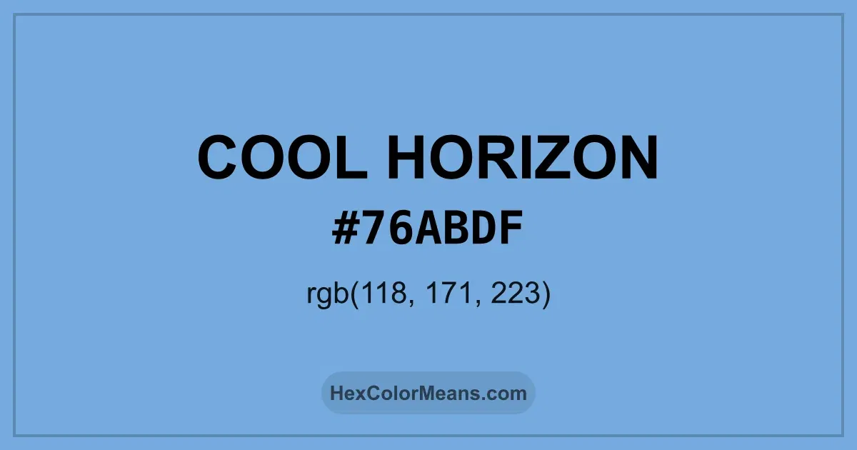 Clear image showing Cool Horizon color swatch with hex value #76ABDF and RGB value (118,171,223)