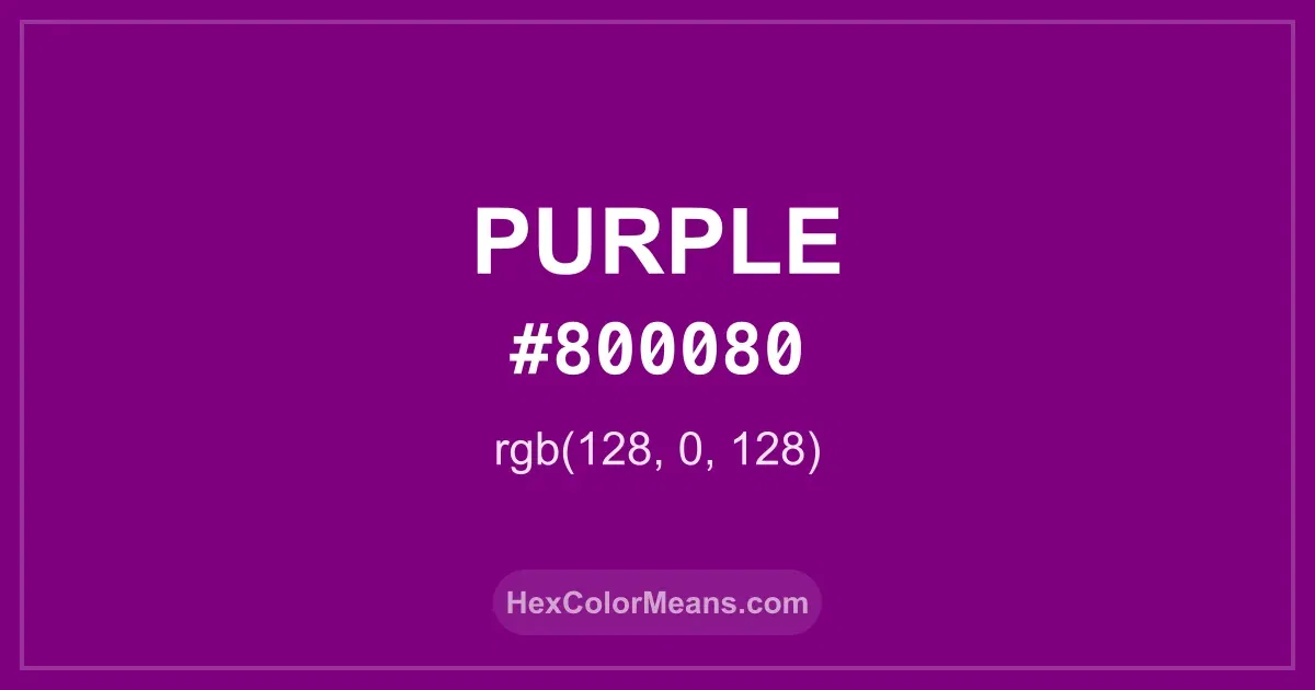 Clear image showing Purple color swatch with hex value #800080 and RGB value (128,0,128)