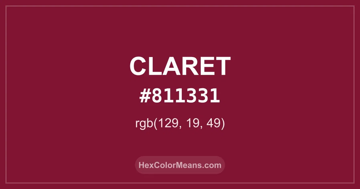 Clear image showing Claret color swatch with hex value #811331 and RGB value (129,19,49)
