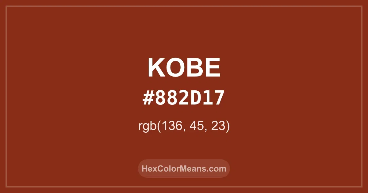 Clear image showing Kobe color swatch with hex value #882D17 and RGB value (136,45,23)