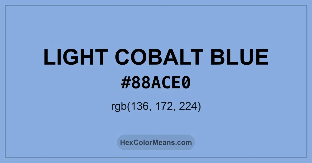 Clear image showing Light Cobalt Blue color swatch with hex value #88ACE0 and RGB value (136,172,224)