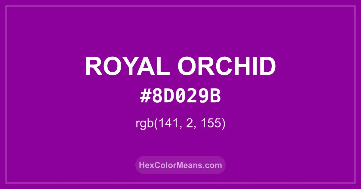 Clear image showing Royal Orchid color swatch with hex value #8D029B and RGB value (141,2,155)