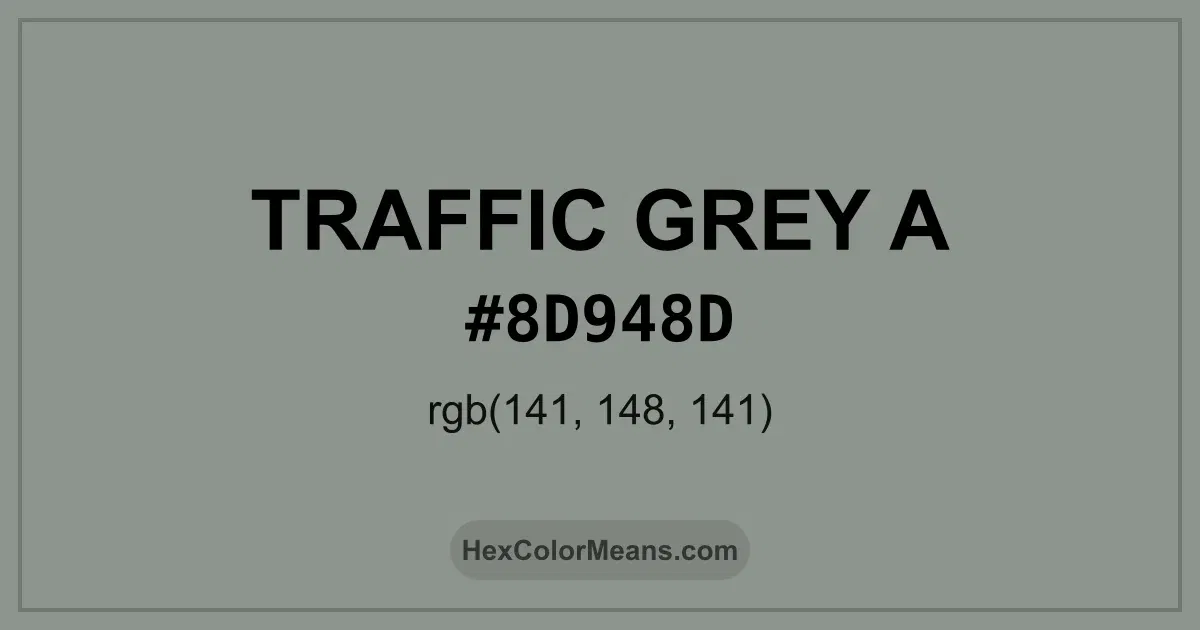 Clear image showing Traffic Grey A color swatch with hex value #8D948D and RGB value (141,148,141)