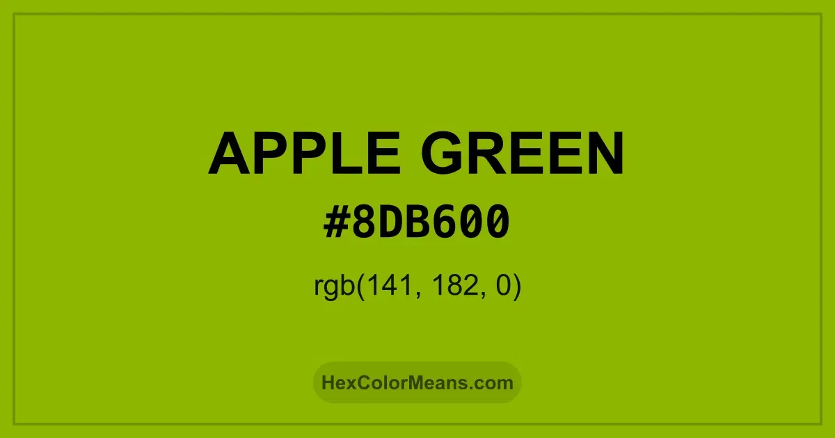 Clear image showing Apple Green color swatch with hex value #8DB600 and RGB value (141,182,0)
