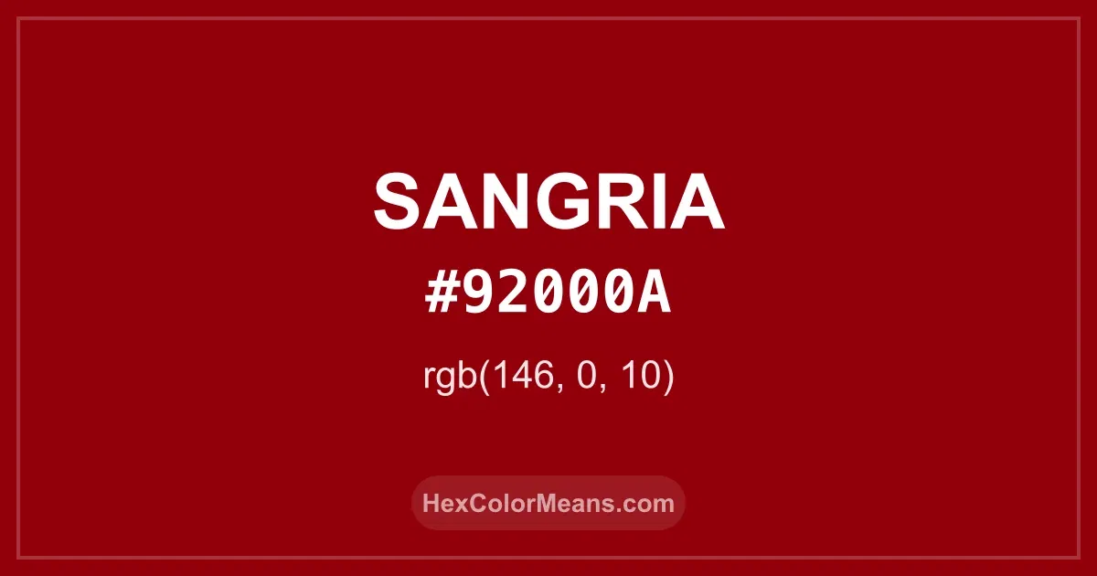 Clear image showing Sangria color swatch with hex value #92000A and RGB value (146,0,10)