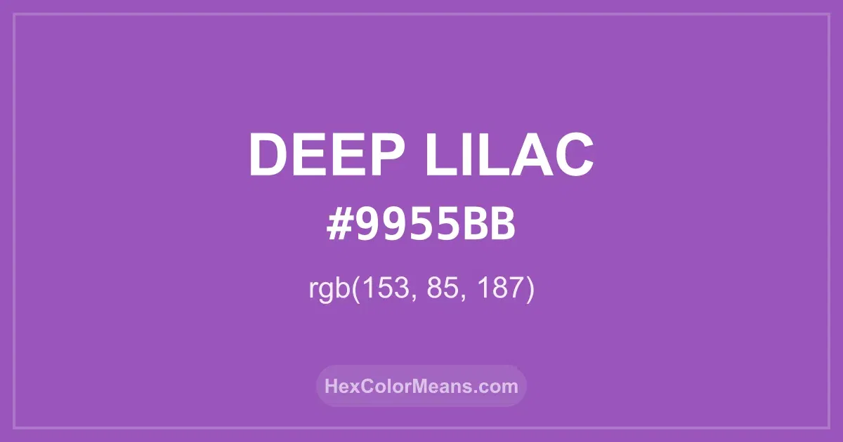 Clear image showing Deep Lilac color swatch with hex value #9955BB and RGB value (153,85,187)