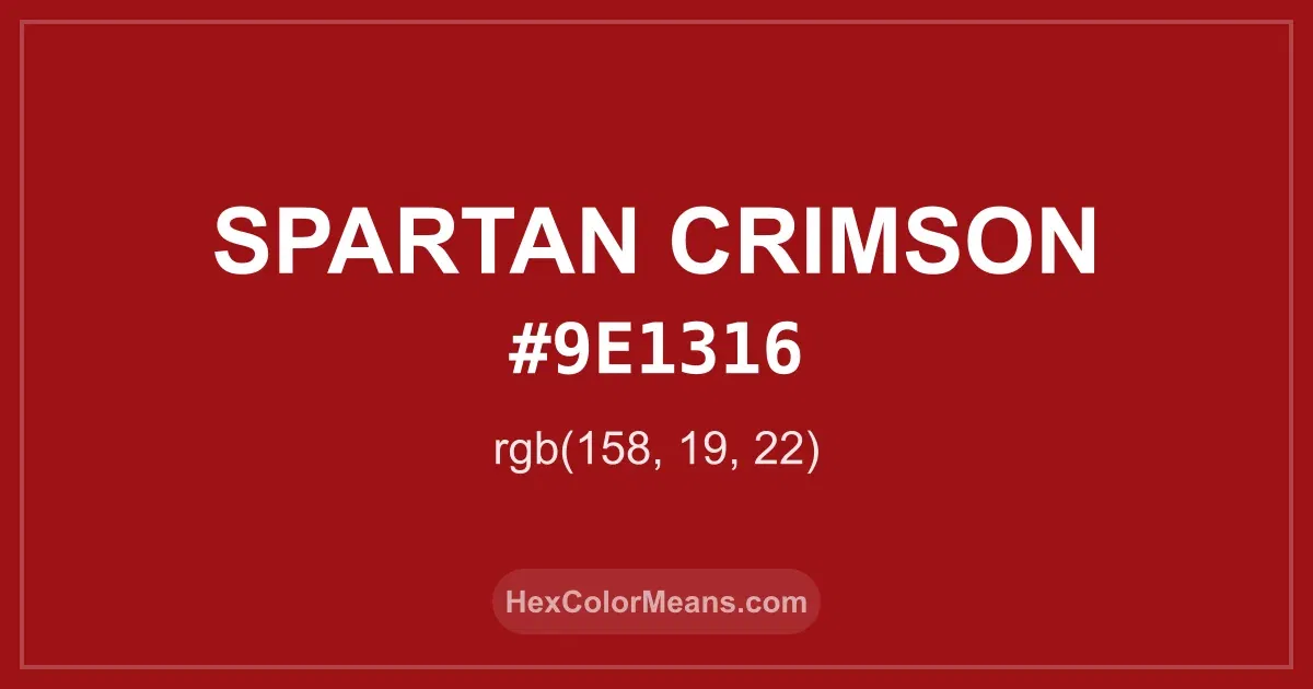 Clear image showing Spartan Crimson color swatch with hex value #9E1316 and RGB value (158,19,22)
