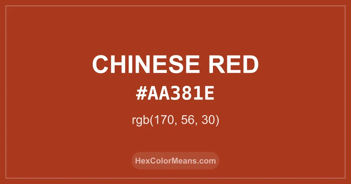 Clear image showing Chinese Red color swatch with hex value #AA381E and RGB value (170,56,30)