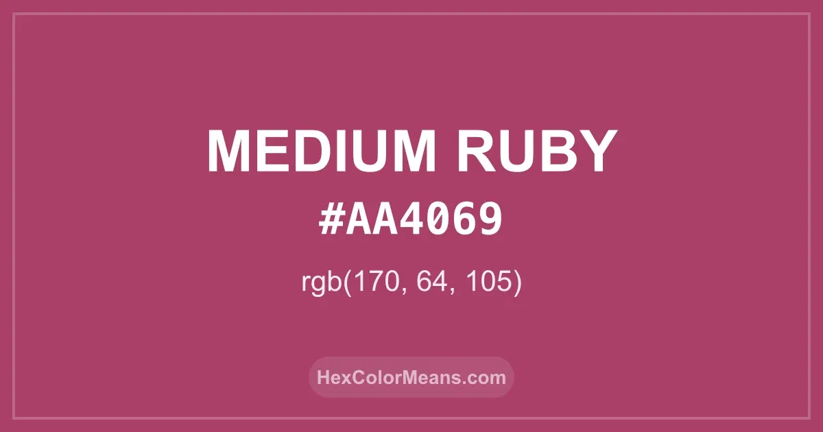 Clear image showing Medium Ruby color swatch with hex value #AA4069 and RGB value (170,64,105)