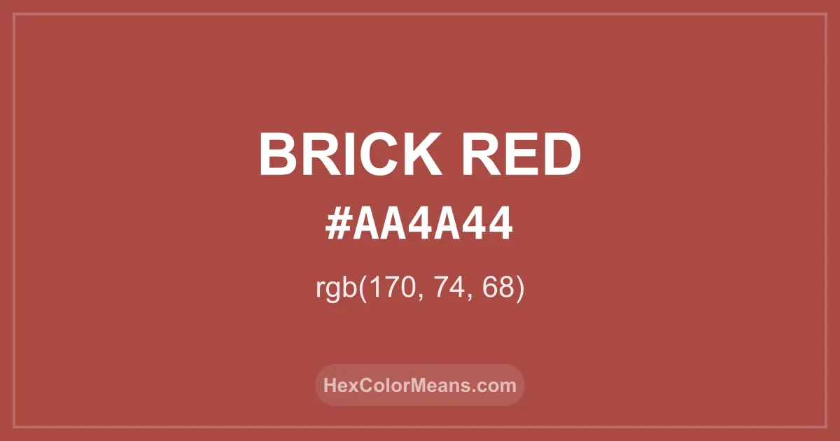 Clear image showing Brick Red color swatch with hex value #AA4A44 and RGB value (170,74,68)