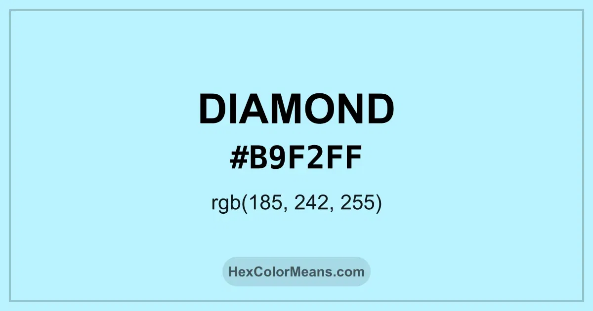 Clear image showing Diamond color swatch with hex value #B9F2FF and RGB value (185,242,255)