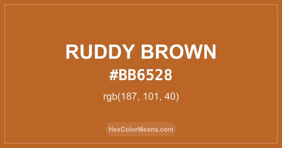 Clear image showing Ruddy Brown color swatch with hex value #BB6528 and RGB value (187,101,40)