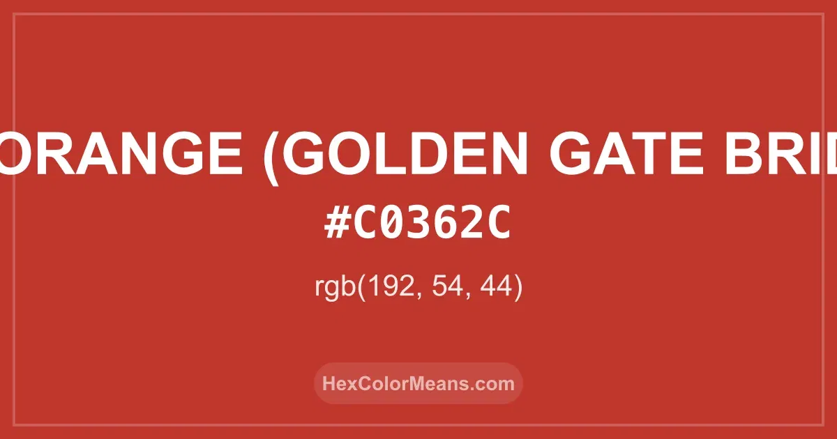 Clear image showing Int. Orange (Golden Gate Bridge) color swatch with hex value #C0362C and RGB value (192,54,44)