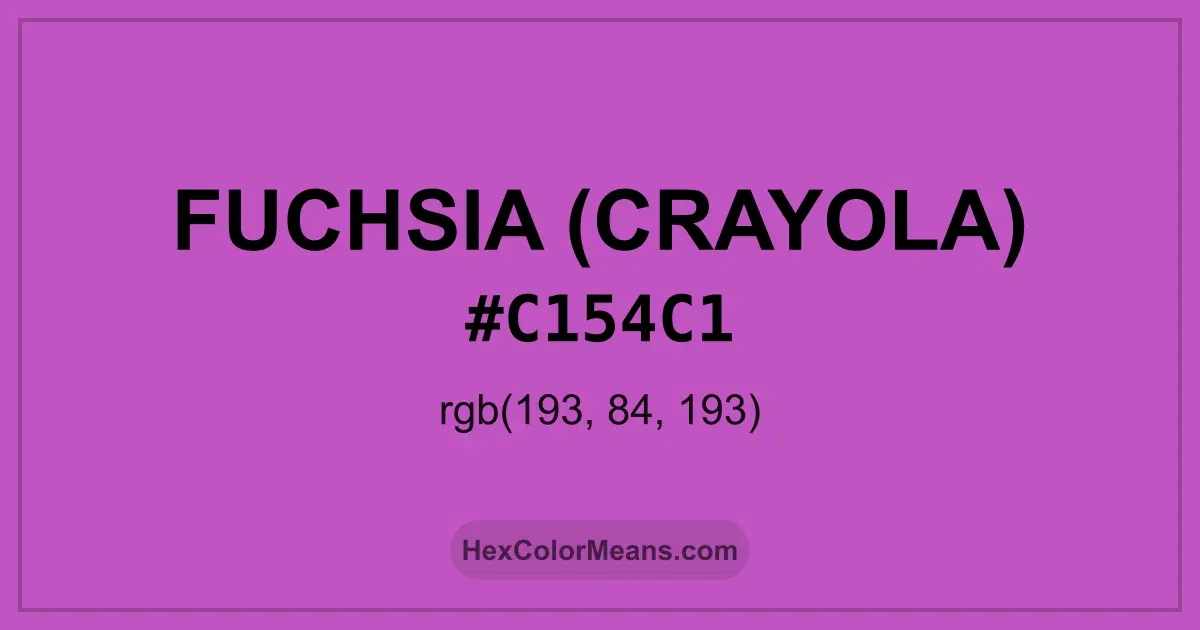 Clear image showing Fuchsia (Crayola) color swatch with hex value #C154C1 and RGB value (193,84,193)