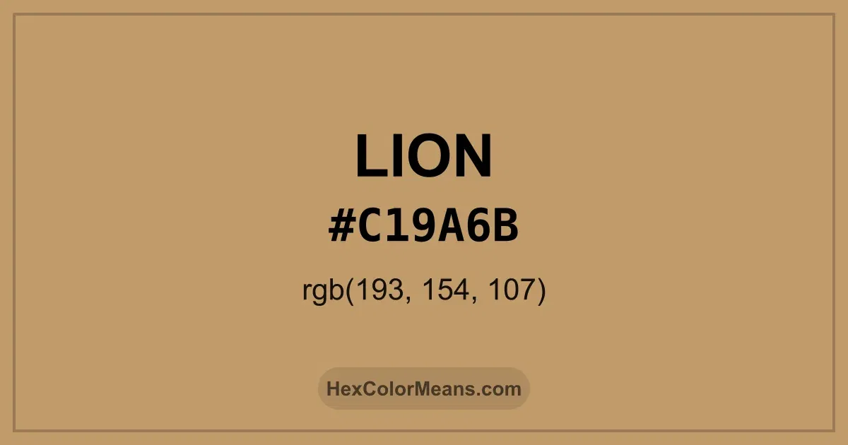 Clear image showing Lion color swatch with hex value #C19A6B and RGB value (193,154,107)