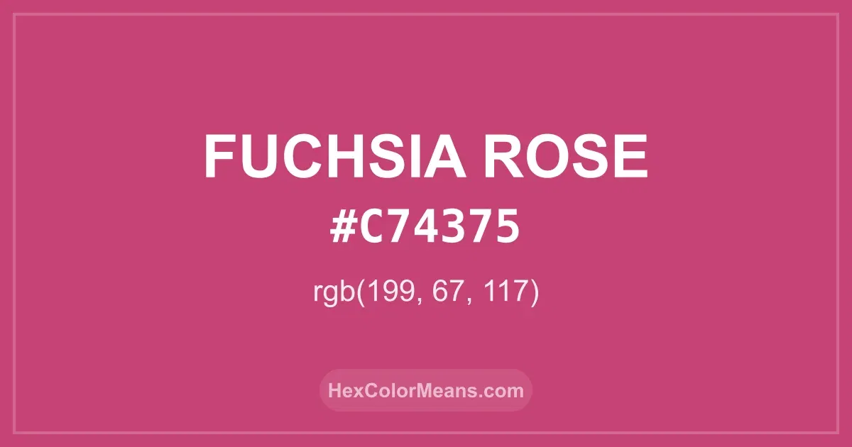 Clear image showing Fuchsia Rose color swatch with hex value #C74375 and RGB value (199,67,117)