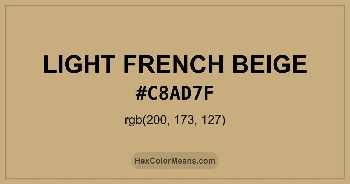 Clear image showing Light French Beige color swatch with hex value #C8AD7F and RGB value (200,173,127)