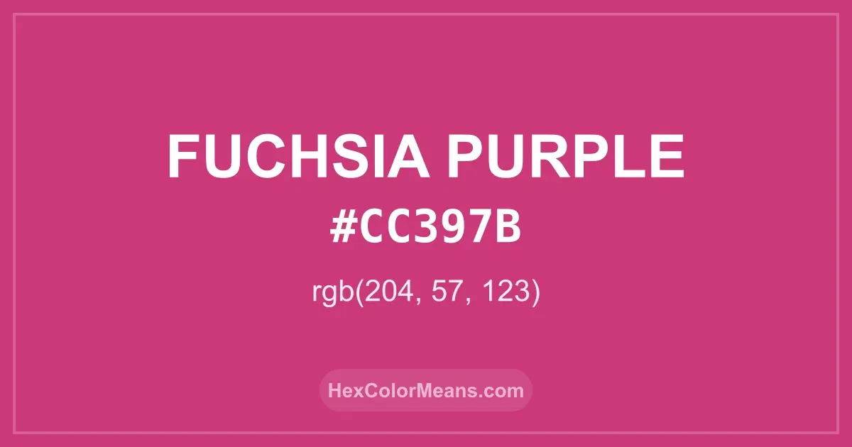 Clear image showing Fuchsia Purple color swatch with hex value #CC397B and RGB value (204,57,123)