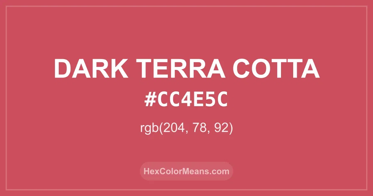 Clear image showing Dark Terra Cotta color swatch with hex value #CC4E5C and RGB value (204,78,92)