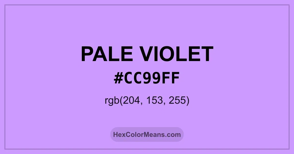 Clear image showing Pale Violet color swatch with hex value #CC99FF and RGB value (204,153,255)