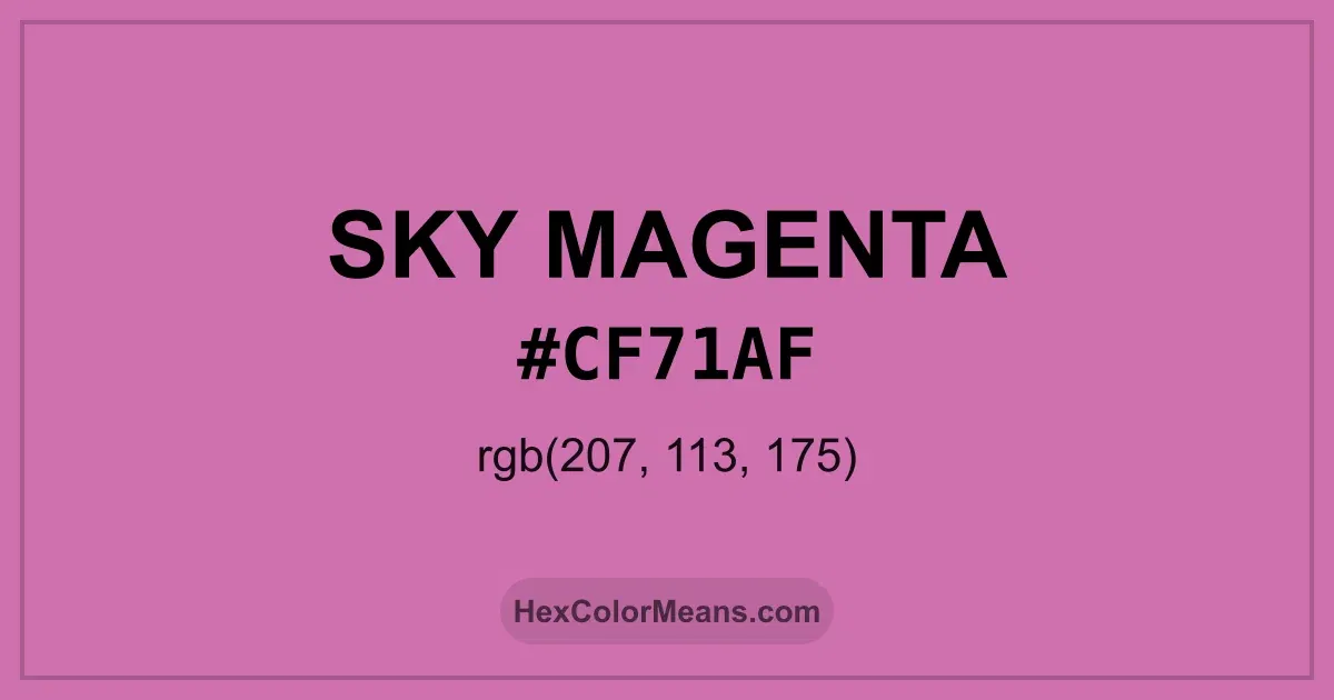 Clear image showing Sky Magenta color swatch with hex value #CF71AF and RGB value (207,113,175)
