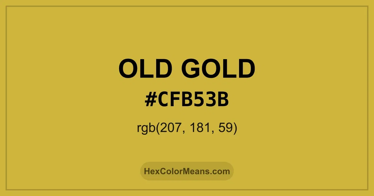 Clear image showing Old Gold color swatch with hex value #CFB53B and RGB value (207,181,59)