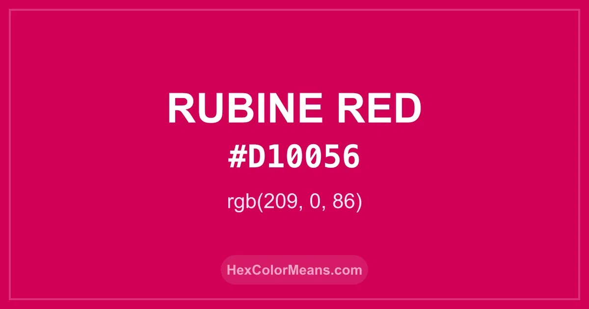 Clear image showing Rubine Red color swatch with hex value #D10056 and RGB value (209,0,86)