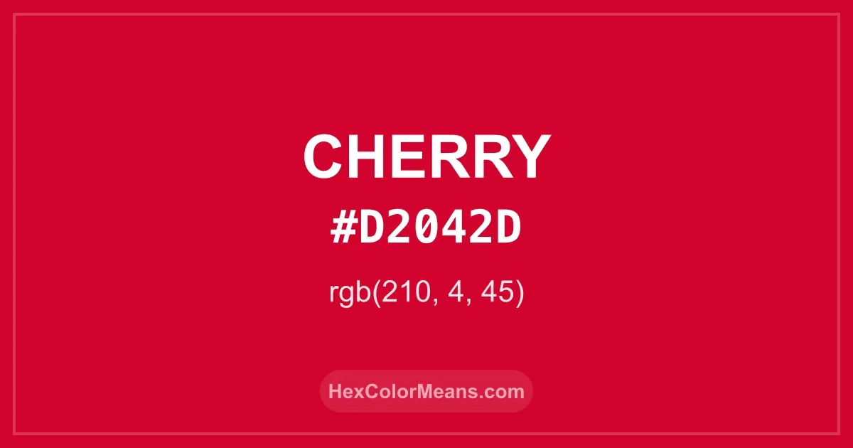 Clear image showing Cherry color swatch with hex value #D2042D and RGB value (210,4,45)
