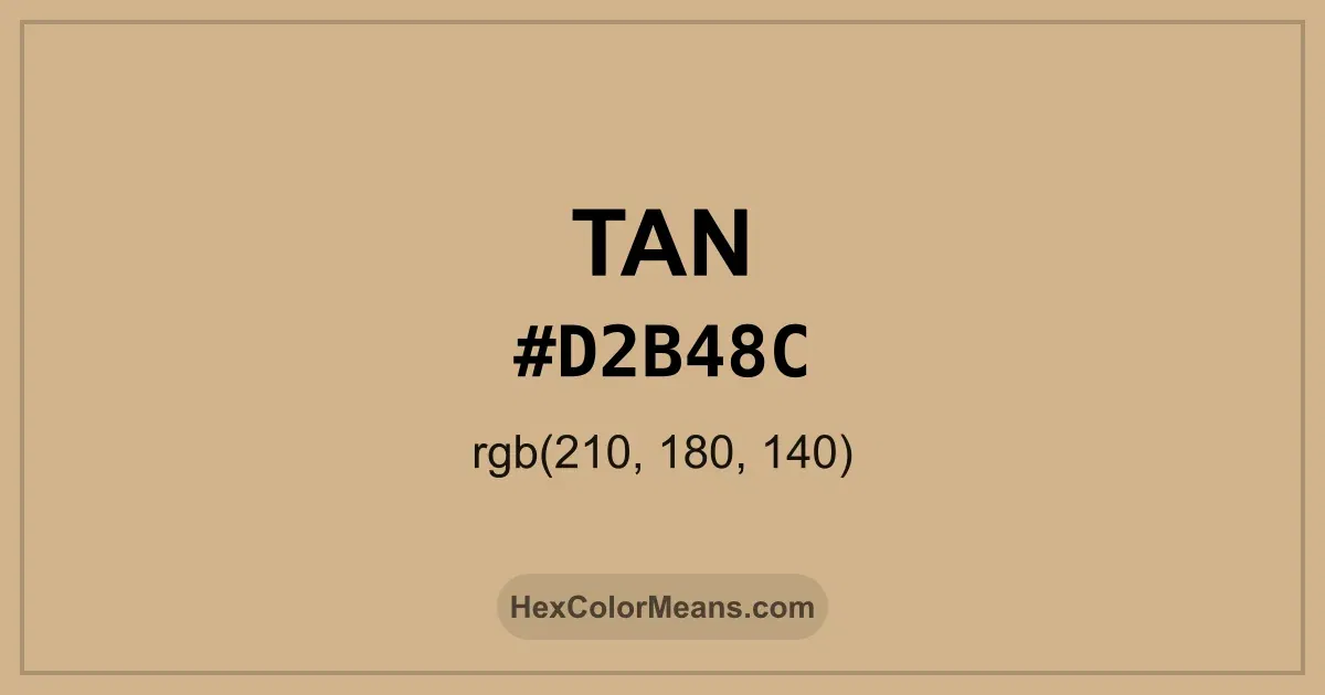 Clear image showing Tan color swatch with hex value #D2B48C and RGB value (210,180,140)