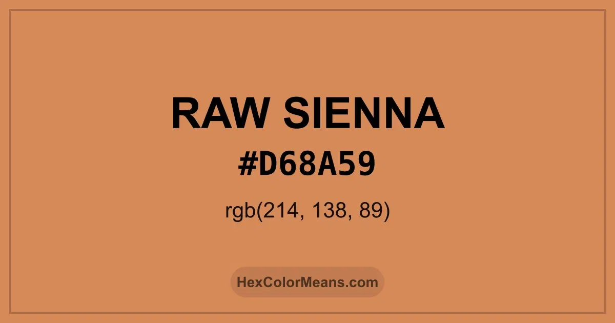 Clear image showing Raw Sienna color swatch with hex value #D68A59 and RGB value (214,138,89)