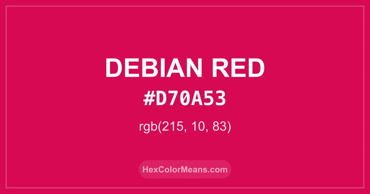 Clear image showing Debian Red color swatch with hex value #D70A53 and RGB value (215,10,83)