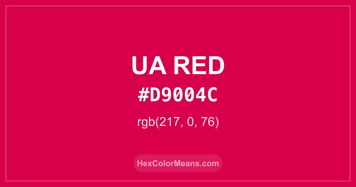 Clear image showing UA Red color swatch with hex value #D9004C and RGB value (217,0,76)